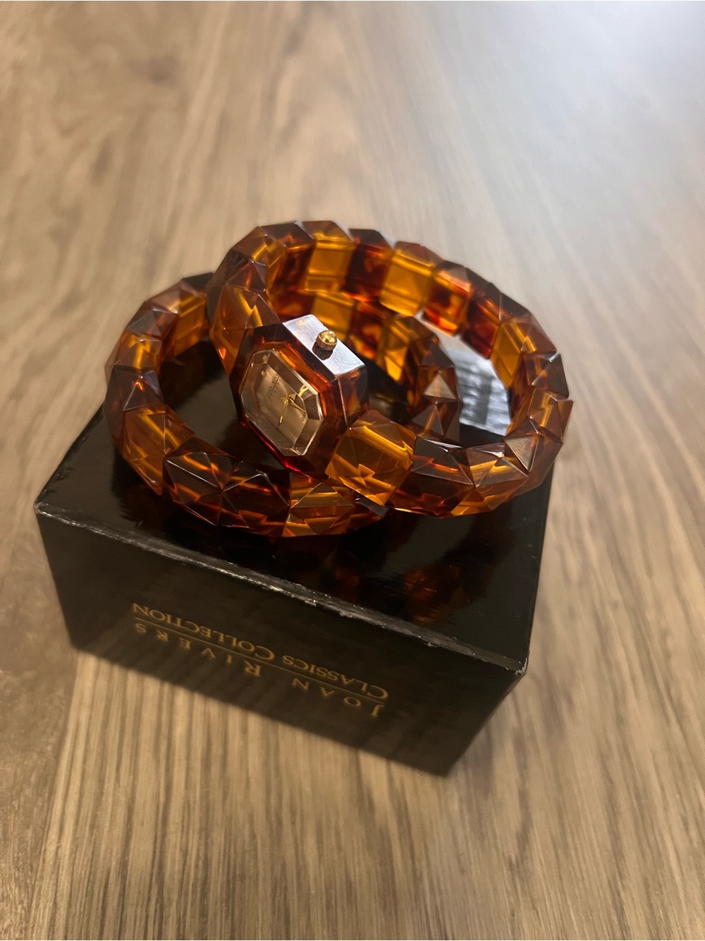 Joan Rivers Amber Faceted stretch Watch and Bracelet